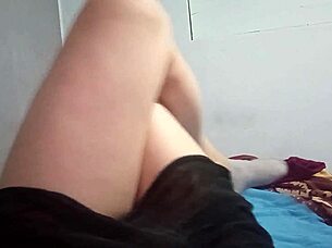 step cousin sneaks panty-free under table flashing cute legs