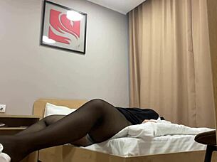 turkish stepmom teases stepson with pantyhose wet masturbation show