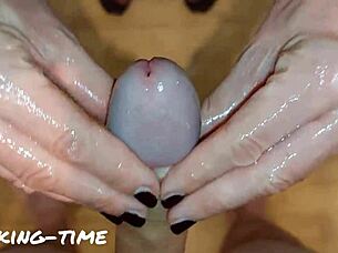 Slut Wife Teases and Milks Ultra-Sensitive Cock to Edge