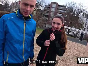 jogging stranger seduces beauty while cuckold boyfriend watches