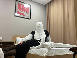 turkish stepmom teases stepson with pantyhose wet masturbation show