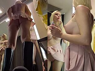 blonde big tits pussy spied in public changing room