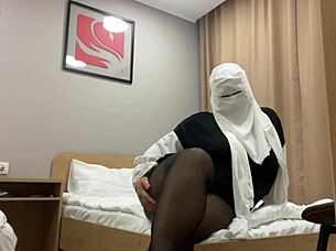 turkish stepmom teases stepson with pantyhose wet masturbation show