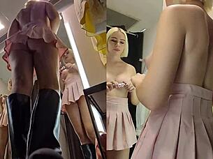 blonde big tits pussy spied in public changing room