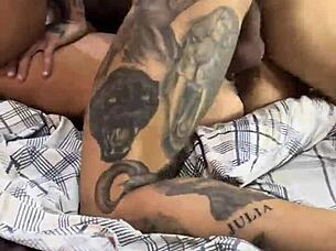 Tattooed hunk delivers intense pleasure while smoking