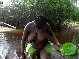 busty african grinds thick ass ebony curves in ritual waters