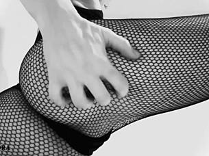 fishnet ass feet tease sexy brunette pov