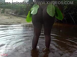 busty african grinds thick ass ebony curves in ritual waters