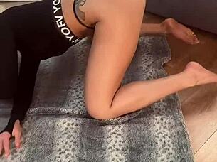 uh college girl's yoga poses got me like wow