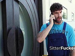 Handyman takes naive babysitter naomi ryder's first time