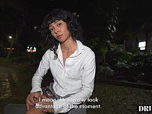 park pickup leads to submissive latina's rough anal threesome outdoors.