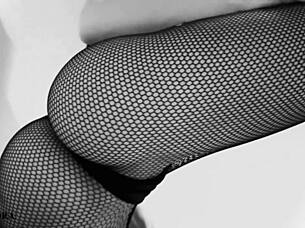 fishnet ass feet tease sexy brunette pov