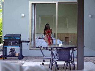 how lucky i am gettin juicy neighbor she caught me jerkin off pity or not huh