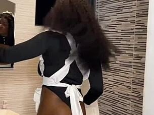 hey boss, catch your ebony maid riding cock wildly?