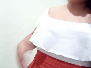 chubby brazilian sits on dildo front and back orgasming hard
