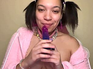 Ahegao cutie practices sloppy deepthroat on thick cock for experienced lovers