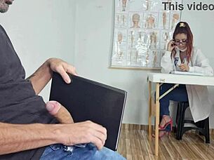 i whip out my cock at the nurse's desk for a risky public handjob ending in her mouth