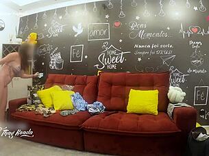 trying clothes, i suck delivery boy till he creampies my tits