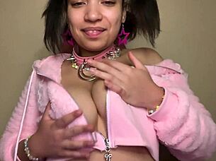 Ahegao cutie practices sloppy deepthroat on thick cock for experienced lovers