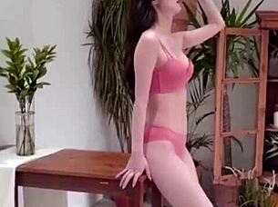 Korean bikini model poses sexy in steamy photoshoot session
