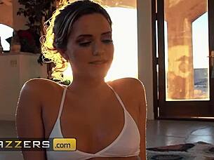 Mia Malkova and August Taylor share athletic yoga threesome kisses
