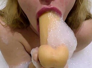 hey lovely milf deep sucks big rubber dick solo sensual style watch her ass gape wide