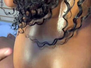 ebony lesbians squirt wildly on oiled strapon during intense pussy fucking