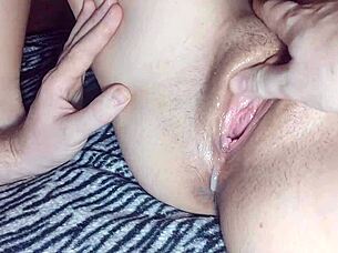 closeup korean milf pussy fingered licked till wet squirt?