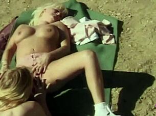 outdoor sporty blondes eat pussy with sneakers on toys