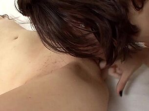 brunette kisses redhead lesbian licks shaved pussy in college