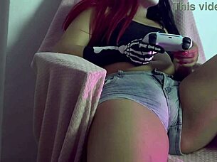 Goth Chick Masturbates with Controller - What More?