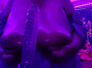 BIG TITS BBW WORSHIPS HUGE BLACK COCK WITH DILDO TOYS