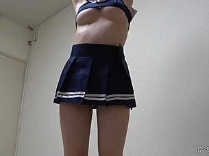 Kotono morishita strips miniskirt uniform panties off slow