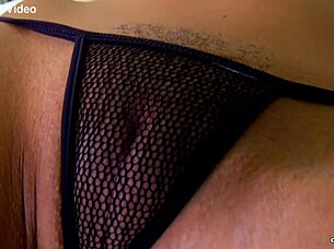autumn westin strips see-through black lingerie showing tight hairy pussy...