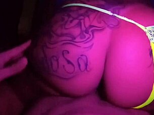 dark room beauty with big tits takes monster cock deep!