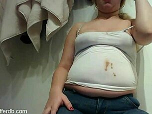 chubby teen slob fetish belly messy with chocolate