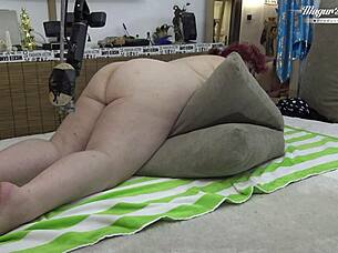 Redhead BBW Masseuse Fucked Hard Behind Scenes Gaping Pussy