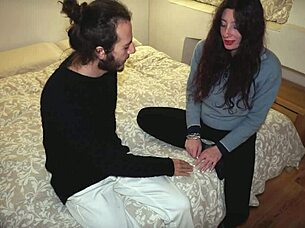 pregnant babe calls man for doggystyle creampie reunion