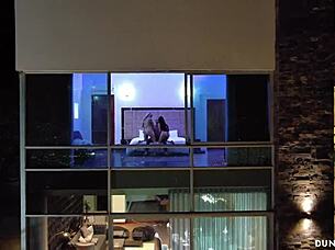 Playboy's steamy threesome heats up his mansion late night