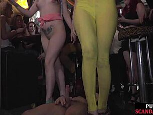 public slut sucks cock before voyeur anal pounding