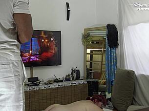 Redhead BBW Masseuse Fucked Hard Behind Scenes Gaping Pussy