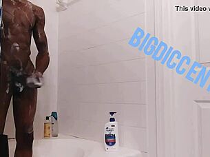 stroking dick in shower tempts you closer