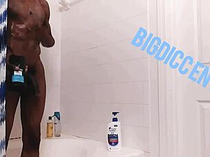 stroking dick in shower tempts you closer