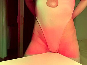 Skinny Sexy Babysitter Masturbates On Desk Table