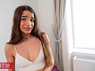 french fitness babe candie luciani pays gym fee with tight anal creampie