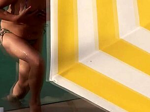 after pool stepmother rides huge dildo teasing stepson wildly
