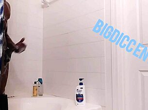 stroking dick in shower tempts you closer