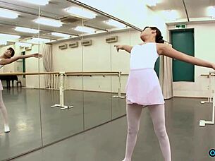 Skinny ballerina bitch poses naked fingering puffy clit to orgasm