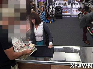 Outstanding 18+ slut gets roughly fucked in shop