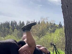 milf moans loud as monster cock fills her pussy missionary outdoors quickie